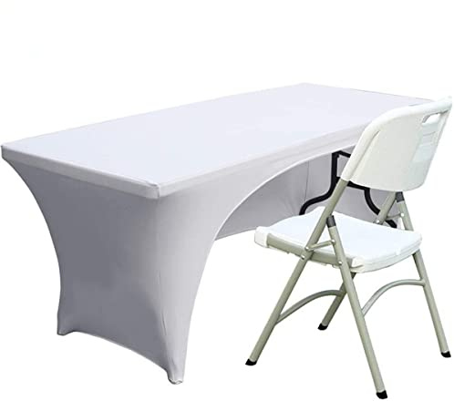 Spandex Tischdecken Fitting Polyester Tischdecke Stretch Tischdecke Tischplatte Offene Rückseite - 5FT/153CM, Weiß
