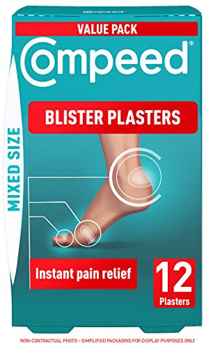 Compeed Blister Plasters Mixed Size 12 Pack - Hydrocolloid Foot Treatment - Heal Fast