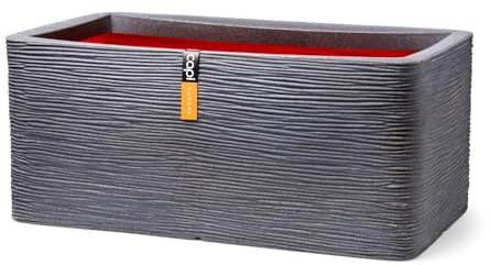 Capi Europe - Gefäß rechteckig Rib NL - 73x39x32 - Dunkelgrau - Blumentopf für den Innen- und Außeneinsatz - Übertopf - Pflanztopf - Pflanzgefäß - Kunststoff - KDGR963