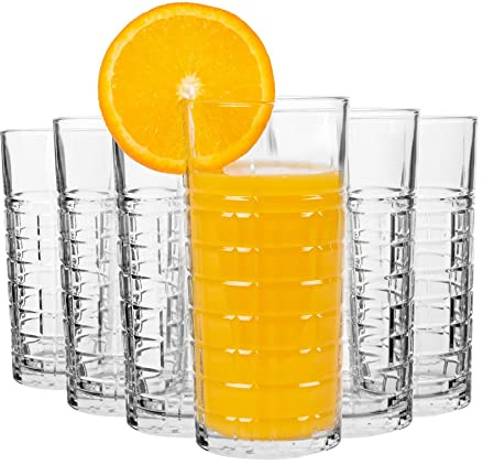 LAV 6x Clear 355ml Brit Highball Glasses - Tall Hi Ball Glass Water Gin Juice Cocktail Drinking Glassware Tumblers Set