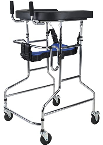 Aufrechter Walker, Rollator Walker Für Erwachsene, Robuste, Höhenverstellbare Gehhilfen Mit 4 Feststellbaren Universalrädern, Sitzkissen, Achselhöhle (S : 100-125cm-B)