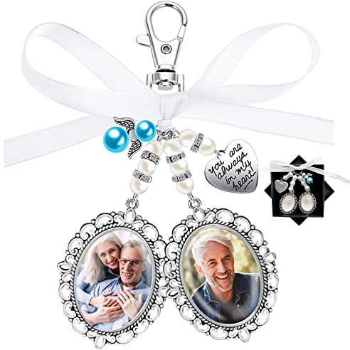 Wedding Bouquet Photo Charm, Wedding Bouquet Charms Bouquet Photo Memory Charm Bridal Bouquet Charm with 2Pcs Picture Frame Bouquet Picture Charm for Wedding Party(1Pcs)