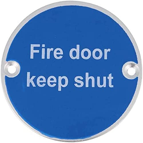 VSafety Fire Door Keep Shut Sign - Professional 76mm Aluminium Safety Sign with Fixings - Mandatory Blue Design for Fire Exits & Emergency Routes - Compliant with Building Regulations