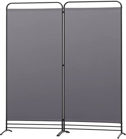 Angel Living Paravent 2 Teilig Klappbar Raumteiler Freistehend Sichtschutzwand Raumteiler Stellwand Trennwand Sichtschutz für Büros, Balkon,Schlafzimmer,Außengarten, 162cm x 180cm Grau