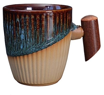 Tazzine Caffè Tazza da Caffè Tazza di Tè Tazze Tazza Da Caffè In Ceramica Grezza Tazza Da Caffè In Stile Retrò Con Manico In Legno Tazza Da Tè In Ceramica Unica Con Smalto In Ceramica Tazzine di Caffe