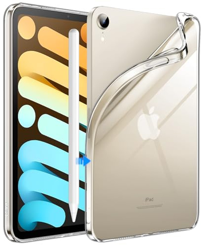 JETech Fodral för iPad mini (A17 Pro, 2024 Modell, 7:e Generationen) / mini 6 (2021 Modell, 6:e Generationen), Mjuk TPU Genomskinlig Smal Stötsäker Tablet Case (Klar)