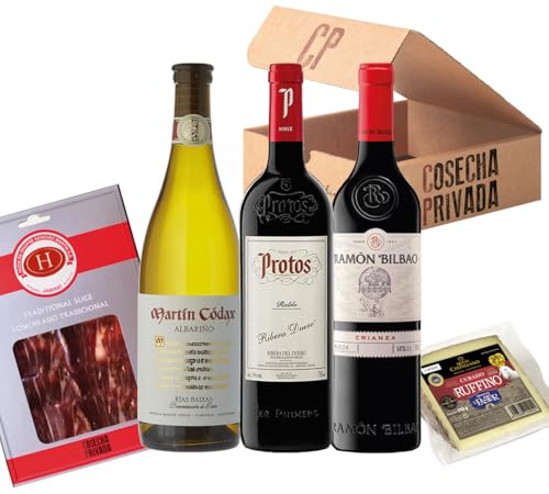 CAJA GOURMET | Cajas/Cestas de Navidad - Envío 24 H - Jamon, Salchichon, Chorizo, Queso, Vino - Lotes de Regalo - Cosecha Privada (1)