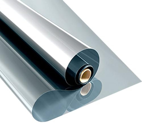 Sonnenschutzfolie Polarizado Para Ventanas De Casa, Einweg-Fensterfolie Privatsphäre Tag Und Nacht/ PET-Sonnenschutz-Isolierfolie Für Aluminium Fensterrahmen Schmiedeeisen-Gitter ( Color : Silver , Si