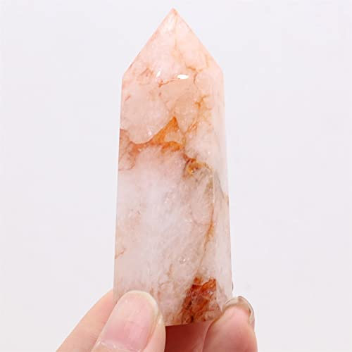 BIANMTSW Pierre Naturelle Cristal Pilier Point Bâton Pierre Précieuse Polie Quartz Tour 1pc Collection Collections de la Maison (Color : Red Glue Flower Crys, Size : 60-80mm)