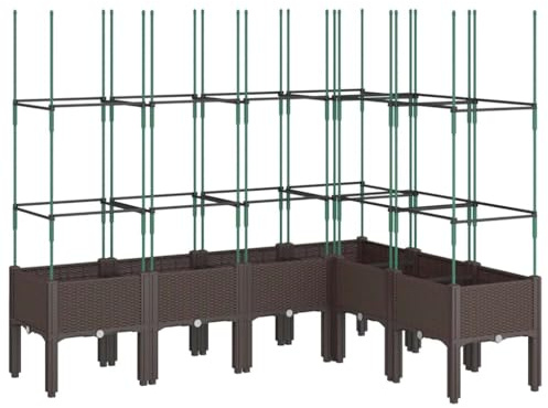 vidaXL Odlingslåda med spaljé brun 160x120x142,5 cm PP