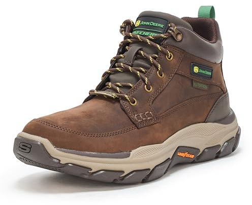 Skechers John Deere: Respected-Landin Botas impermeables de cuero con cordones para hombre, Cocoa, 40 EU