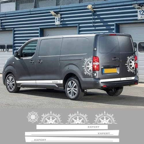 LYABYT Autotür Seitenaufkleber Camper Van Motorhaube Grafik Kompass Stil Dekor Aufkleber, für Peugeot Expert Sport