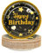 AHPYEUHK 50 PCS Assiette Jetable Anniversaire 17,8cm Assiettes en Carton Papier Party Dessert Vaisselle Jetable pour 2025 nouvelle année (anniversaire noir)