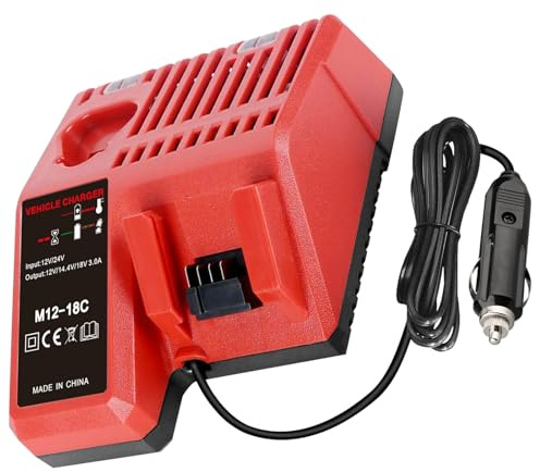 URUN Replacement for Milwaukee Electric Tools Corp 48-59-1810 Vehicle or M-12 M-18 Car Charger,for Milwaukee 48-11-2420 48-11-1815 48-11-1840 48-11-1841 48-11-1850 12V 18V XC Lithium-ion Battery