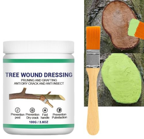 Tree Wound Sealer with Brush,100g Tree Pruning Sealer,Tree Wound Dressing,Quick Bonsai Cut Paste,Tree Wound Sealer Healing Paste,Tree Grafting Supplies,Tree Shrub Seal Repair Paste for Damaged Trees