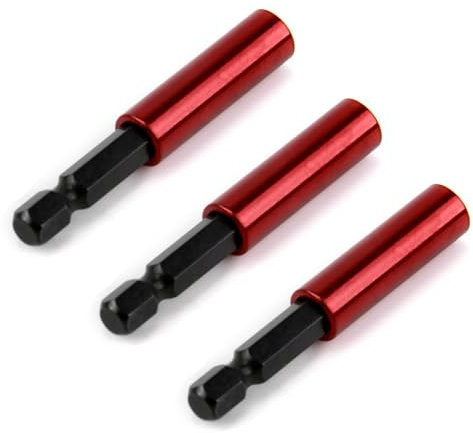 3 Pack Magnetic Bits Holder 1/4 Inch Hex Shank Drill Bits Screwdriver Extension Bit Holder Universal Drill Bit Holder Quick Change Shank for Impact Drill Hex Extension Bar Holders Adapter (Red)