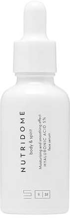 Nutridome Body & Spirit - Gesicht Serum mit Hyaluron 5% 30 ml - Hochdosiert Anti Aging Anti Falten, Glättung, Faltenreduktion - für alle Hauttypen - Feuchtigkeitsserum