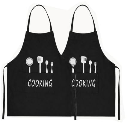 Velicber 2 x Tabliers de Cuisine, Noir Tablier Etanche avec Grand Poches
