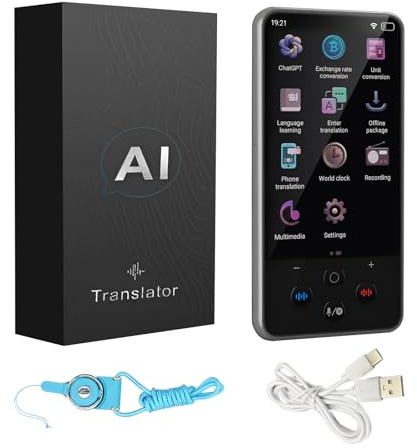 luolety Sprachübersetzer Gerät, Sofortübersetzer mit 138 Sprachen & 4-Zoll-Touchscreen, ChatGpt AI Tragbare Smart Voice Camera Fotoübersetzung für Reisen Business Lernen