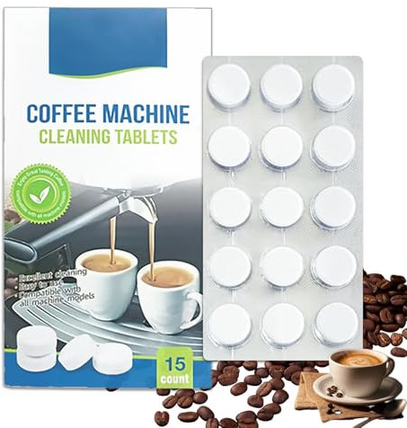 Coffee Machine Cleaning Tablets,Simple Espresso Machine Cleaning Tablets Easy To Remove Mineral Accumulation Compatible with All Fully Automatic Coffee Makers(15 Count x 2g)