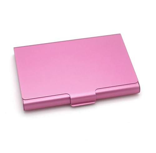 QAUUCP Visitenkartenetui 1Pc Männer Visitenkarte Fall Edelstahl Aluminium Halter Metall Box Abdeckung Frauen Kredit Visitenkarte Halter Fall FüR MäNner & Frauen(Pink)