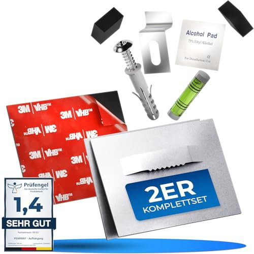 Sospensione per immagini in vetro acrilico e specchi – [set da 2] - Superficie Adesiva 3M Extra Forte, Portata fino a 8 kg, Ideale per Specchi, Quadri in Alluminio Dibond e Vetro Acrilico