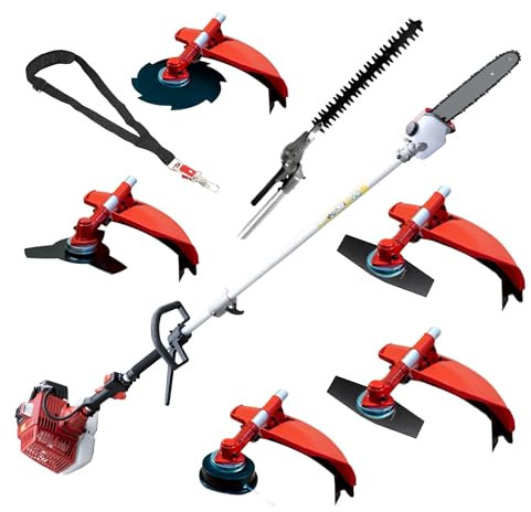 Synergy Desbrozadora Multifunción 7 en 1 65cc 4,9CV – Motor 2T, Motosierra, Cortasetos, Discos, Arnés Profesional y Kit de Protección