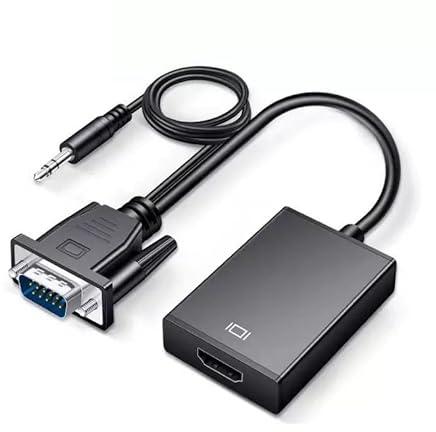 Hanprmeee VGA to HDMI Adapter-1080P Video Dongle Adaptador Adapter VGA Converter with Audio Cable 0.6M, Male to Female for PC, Laptop Monitor HDTV and More (1Pack)