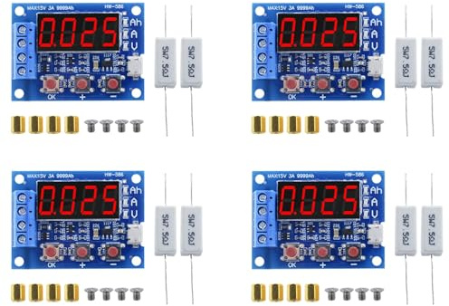 Rersduyt 4X 1.2V-12V Battery Capacity Meter Discharge Tester Analyzer 18650 Lithium Ion Lithium Lead Acid Battery Capacity Meter