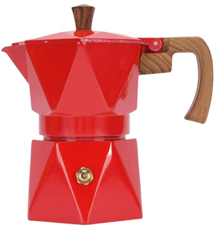 Haofy Pot Stovetop Maker 2 Cup Aluminum Italian Coffee Maker with Dual Valve Heat Proof Handle for Cuban Coffee Home Camping Travel (Red)