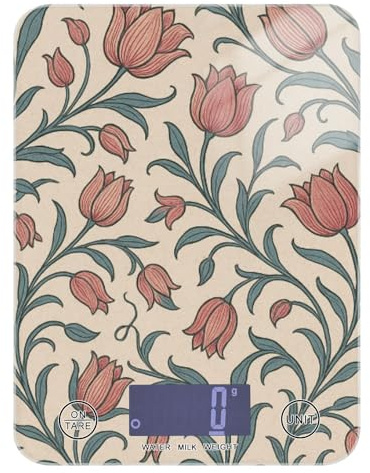 William Morris - Carta da parati con motivo floreale, bilancia alimentare per la perdita di peso, per cucina, 5 kg/5 g, con 4 unità per arrostire cheto (batterie non incluse)