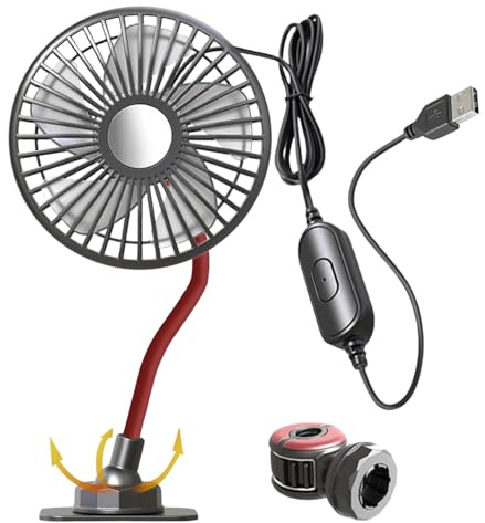 Potente ventilador de coche USB más fresco de 3 velocidades para conductor, potente dispositivos de enfriadores USB mejoran la circulación de aire para camiones traseros de camiones de golf