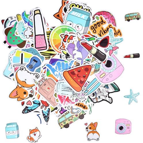 100 Pcs Stickers Pack, VSCO Aesthetic Designs Vinyl Sticker Set, 0.3mm Thickened Waterproof Kids Stickers for Laptops Suitcases Journals Teens Girls Birthday Gift