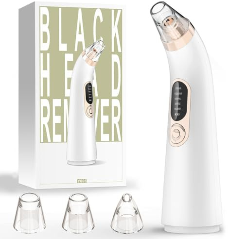 Appareil professionnel pour éliminer les points noirs du visage : 5 niveaux d'aspiration et 5 buses différentes, nettoie les pores en profondeur et élimine l'acné. Appareil de beauté rechargeable.