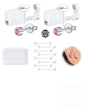 WillTen G23 Kit per piercing pistola orecchini titanio argento rosa, 2 pistola buchi orecchie pistola piercing pistola orecchini usa e getta, kit fai da te per lobo, cartilagine e elice