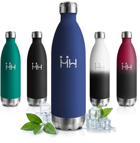 Borraccia Termica 1L, Acciaio Inox Doppia Parete Isolata, Senza BPA Antigoccia, Bottiglia Acqua Riutilizzabile per Adulti, Scuola, Ufficio, Viaggi, Sport, Campeggio