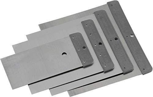 Meister 4231000 Lot de 4 spatules japonaises - 50 mm, 80 mm, 100 mm et 120 mm - Lame en acier à bande élastique - Résistant aux acides et flexible - Pour remplissage et lissage/Spatule métallique /