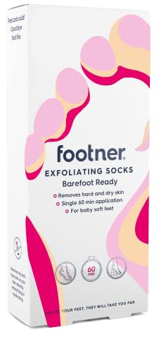 Footner Exfoliating Foot Mask Socks - Foot Peel Mask for Hard Skin - Peeling Foot Mask for Smooth and Soft Feet - Foot Peel Socks to Remove Hard Skin in Single 60 Minute Treatment - For Baby Soft Feet