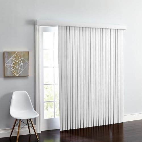 BrylaneHome Embossed Vertical Privacy Slat Blinds - 78 W 84 L, White