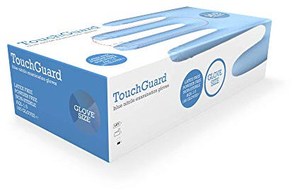 Touchguard Disposable Gloves Blue Nitrile - Latex and Powder Free - Multi-Purpose - Food Grade Gloves - Extra Strong Gloves - Box of 100 - Blue - Size M
