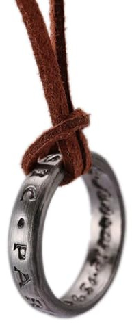 PARIS LOVER Unisex Ring Pendant Necklace& Leather Cuff Bracelet