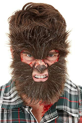 Horror-Shop Haarige Werwolf FX Halbmaske als Kostümzubehör für Halloween und Karneval