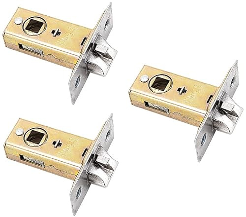 BE-TOOL - 3 piezas Cerradura de pasador tubular Perno Cerradura de lengüeta única para uso con manijas de puerta de palanca Lengüeta de la cerradura silencioso de baño (35mm Lengüeta triple)