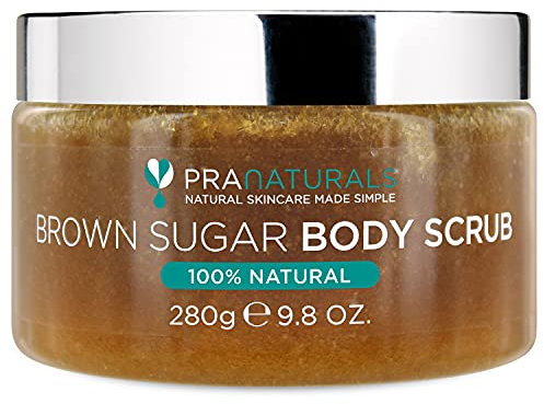 PraNaturals Rohrzucker Body Scrub – Natürlicher exfolierender Body Scrub – Sanfte Entfernung von toten, trockenen Hautzellen – 280g