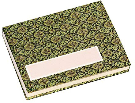 Honsell 33302 - Leporello Skizzenbuch, mit 22 Blatt = 44 Seiten chinesischem, naturweißen Büttenkarton, 17 x 12 cm groß, 300 g/m², Umschlag mit brokatartigem, olivgrünen Stoff bezogen