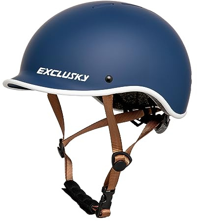 Exclusky Cykelhjälm dam, cykelhjälm herr integrerad låg skärm cykelhjälm kvinnor skateboardhjälm BMX-hjälm retro hjälm för stadspendlare trekking trail vägcykelhjälm (56–61 cm)