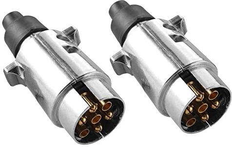 DARKGUARD 2pedazo Enchufe 7pines Remolque Metal 12vISO1724,Impermeable,Zócalo Caravana 7Pines Macho, Adaptador Enchufe 7pin per Remolque,Conector 7polos 12v per Remolque Camión Caravana (DG7PM-2)