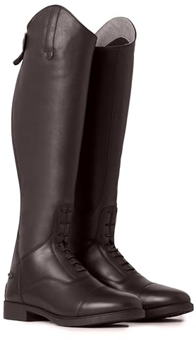 HORZE Rover Women's Synthetic Leather Classic Tall Field Riding Boots | Water-Resistant with Laces and Rear Zipper - Dark Brown - 8.5R