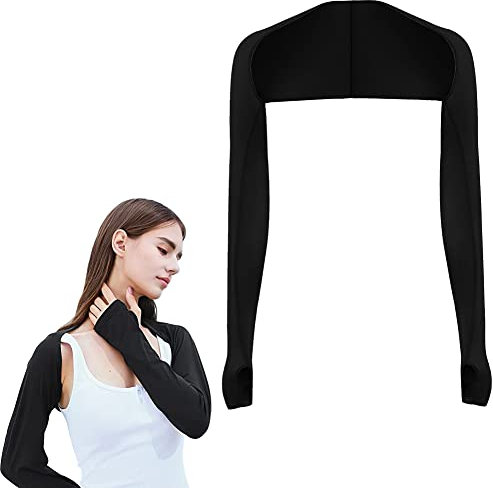 Arm Warmers,Manicotti Braccia,Copertura Manica,Braccio Scialle Polsino,Golf Manicotto Scialle Braccio Donna,Polsino Protezione Solare Dispositivo (1, nero)