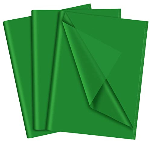 NEBURORA Grünes Seidenpapier für Geschenktüten, 60 Blatt, großpackung, 35,6 x 50,8 cm, weihnachtliches grünes Verpackungspapier
